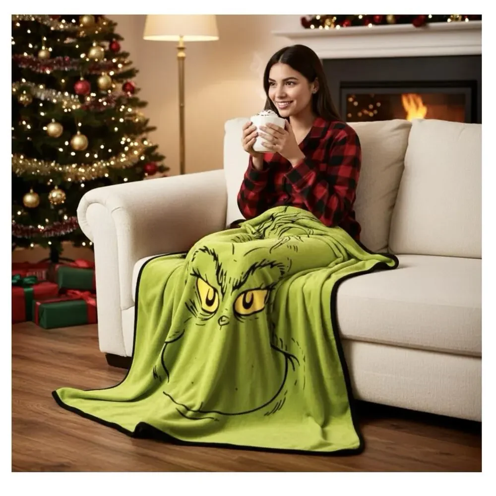 Dr Seuss The Grinch Throw Blanket 46x60 Soft Fleece Christmas